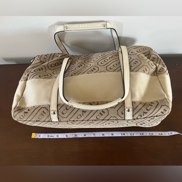 Coach purse - Tan, brown and cream satchel style coach F-1225 - Picture 11 of 16